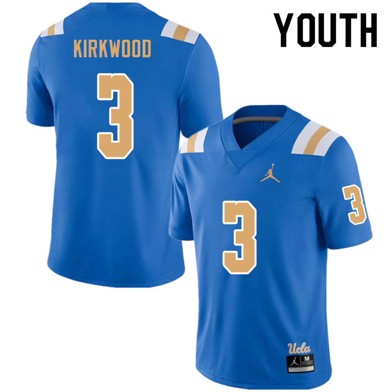Jordan Brand Youth #3 Devin Kirkwood UCLA Bruins College Football Jerseys Sale-Blue